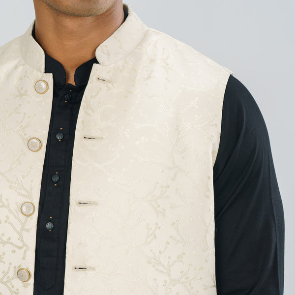 Mens Cream Jacquard Vest