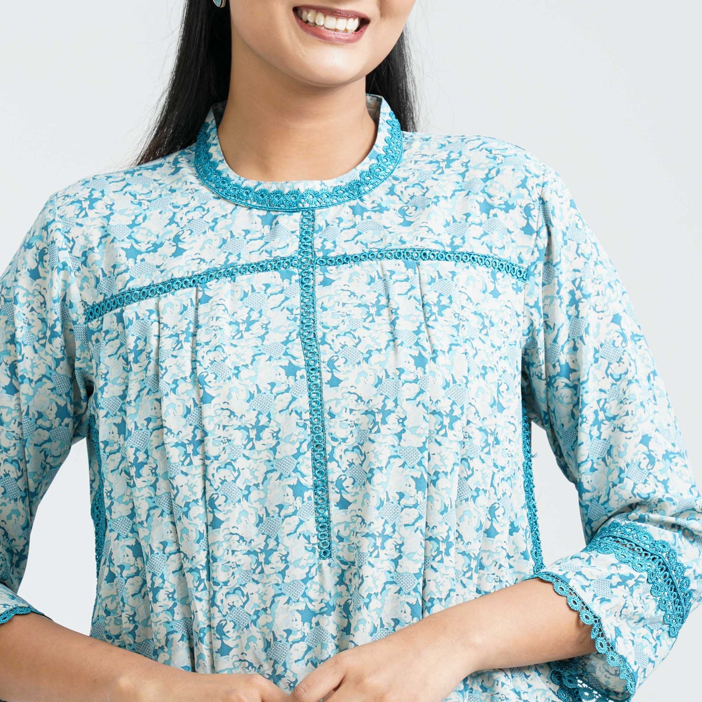 Women's Blue Blended Two Piece Set