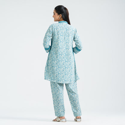 Women's Blue Blended Two Piece Set