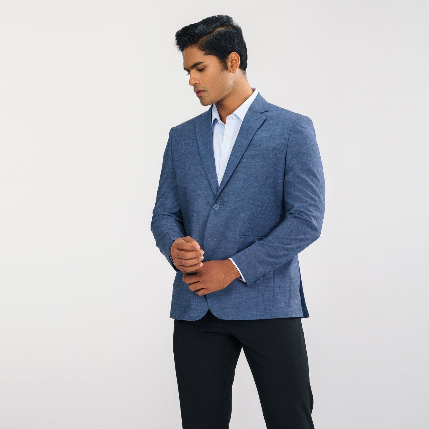 Mens Charcoal Blue Casual Blazer