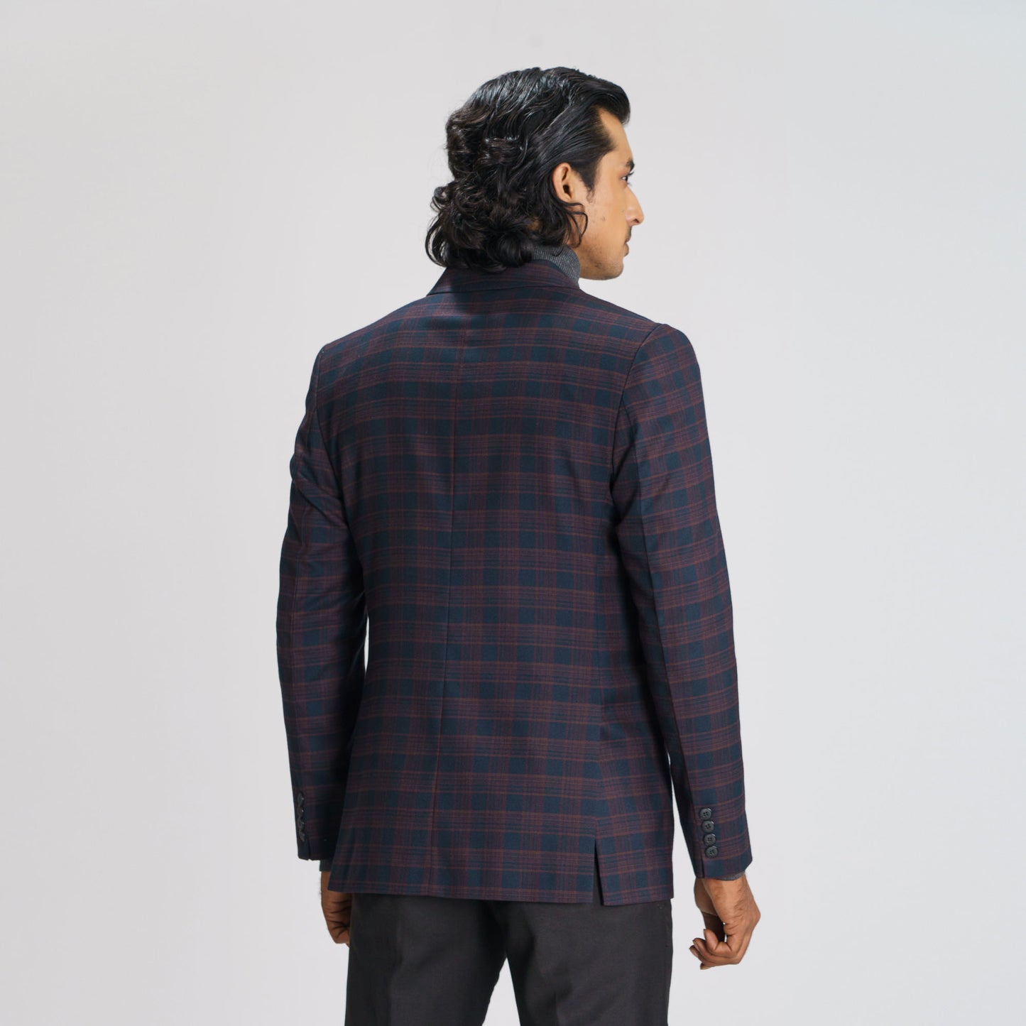 Mens Navy Check Blazer