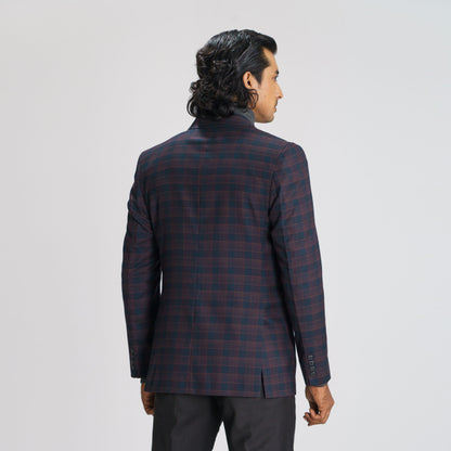 Mens Navy Check Blazer