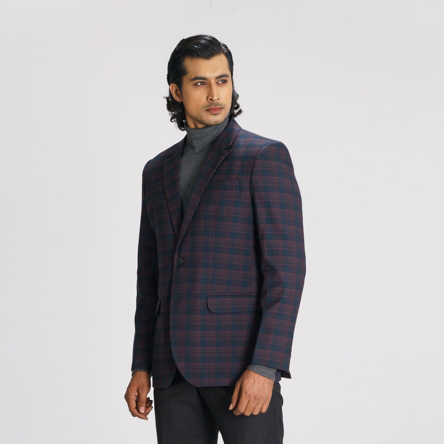 Mens Navy Check Blazer