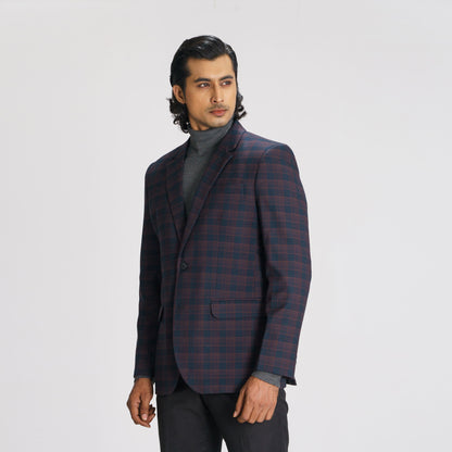 Mens Navy Check Blazer