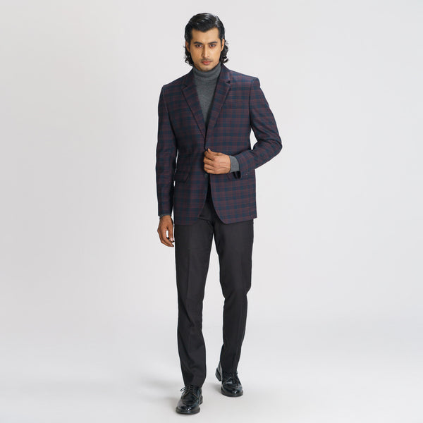 Mens Navy Check Blazer