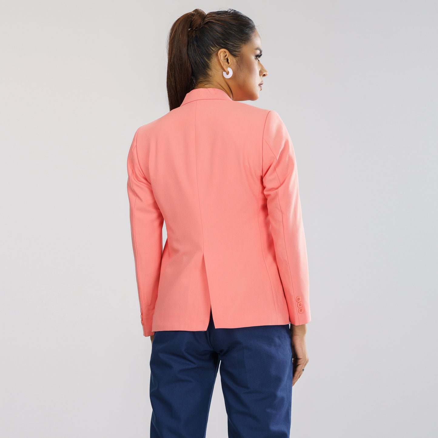 Womens Peach Slim Fit Blazer