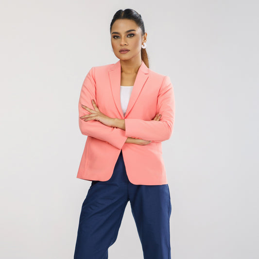 Womens Peach Slim Fit Blazer