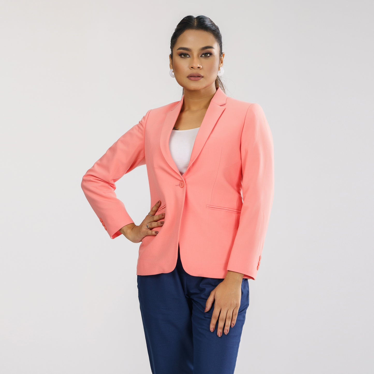 Womens Peach Slim Fit Blazer