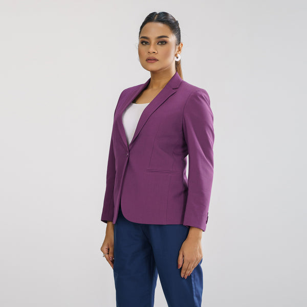 Womens Purple Slim Fit Blazer