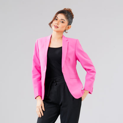 Women's Pink Slim Fit Blazer