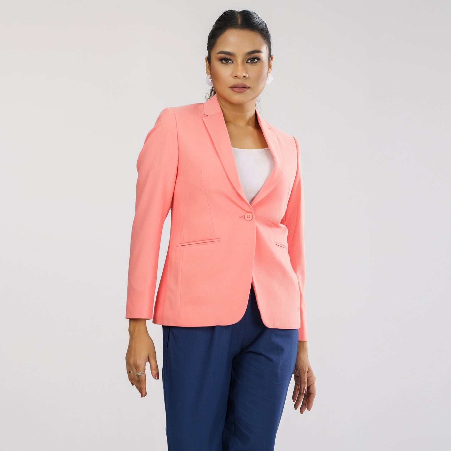 Womens Peach Slim Fit Blazer