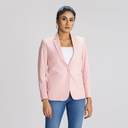 Womens Baby Pink Slim Fit Blazer