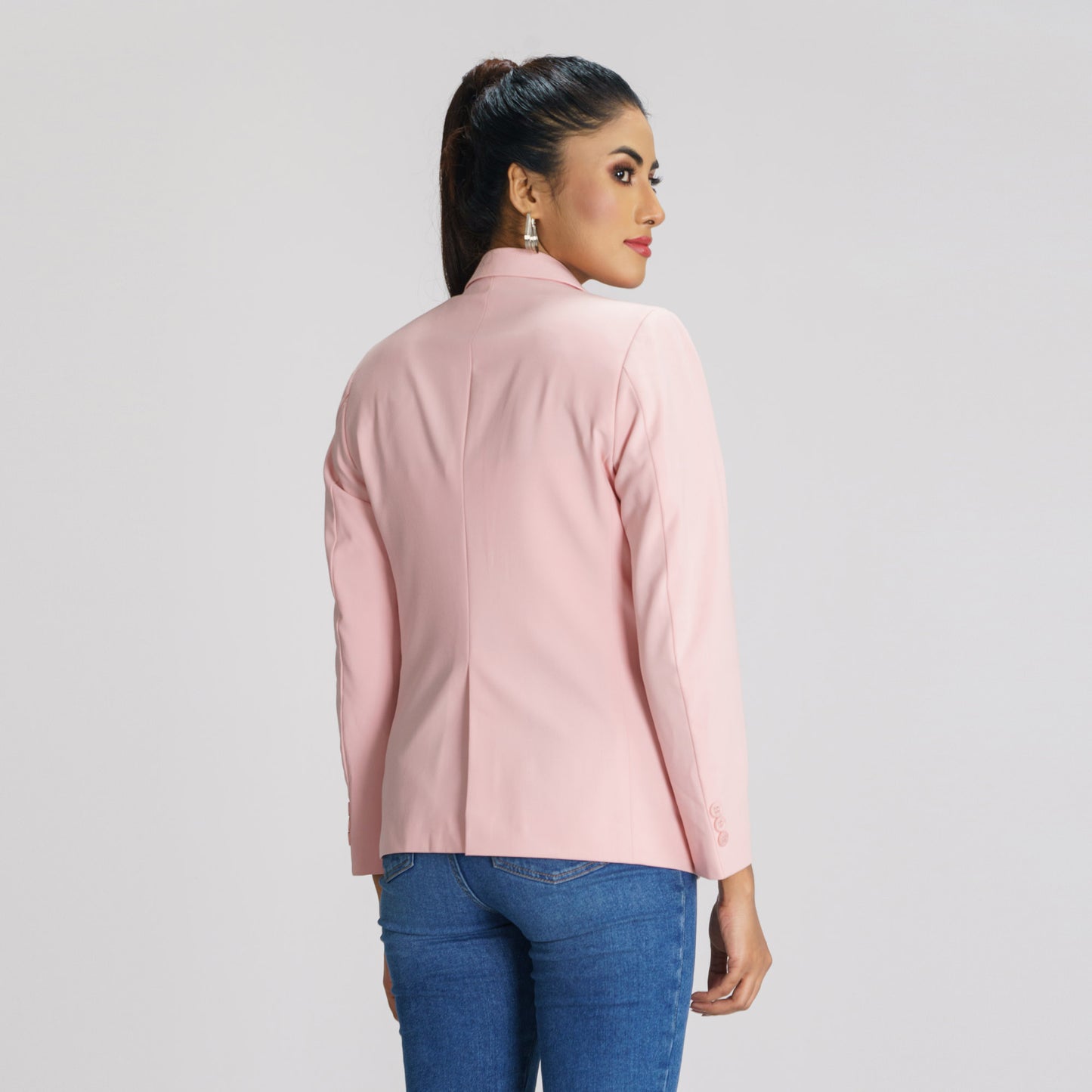 Womens Baby Pink Slim Fit Blazer