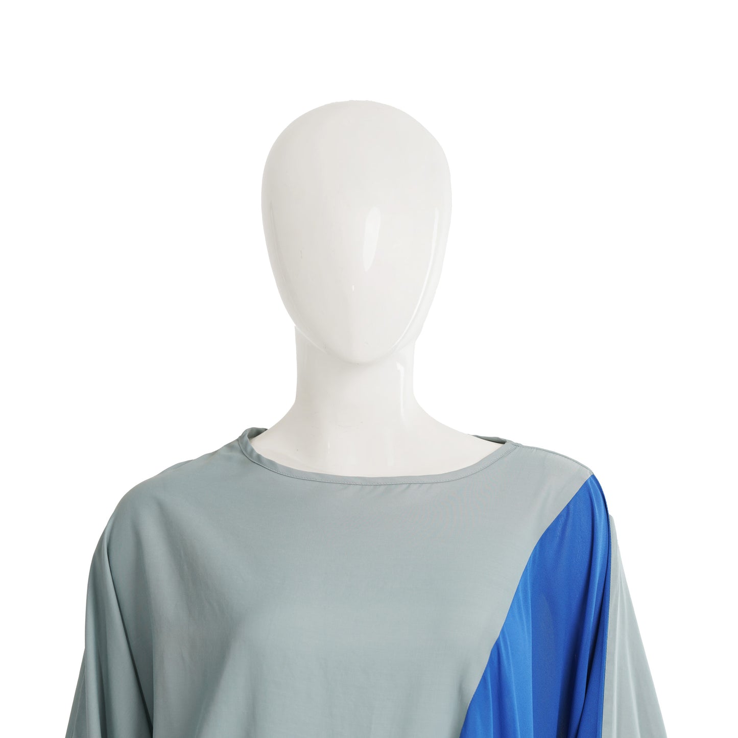 Women Light Gray And Blue Boxy Top