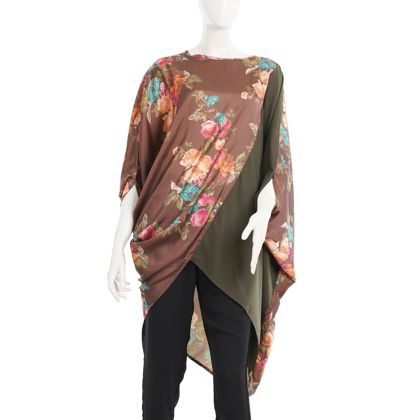 Women Olive Floral Print Boxy Top