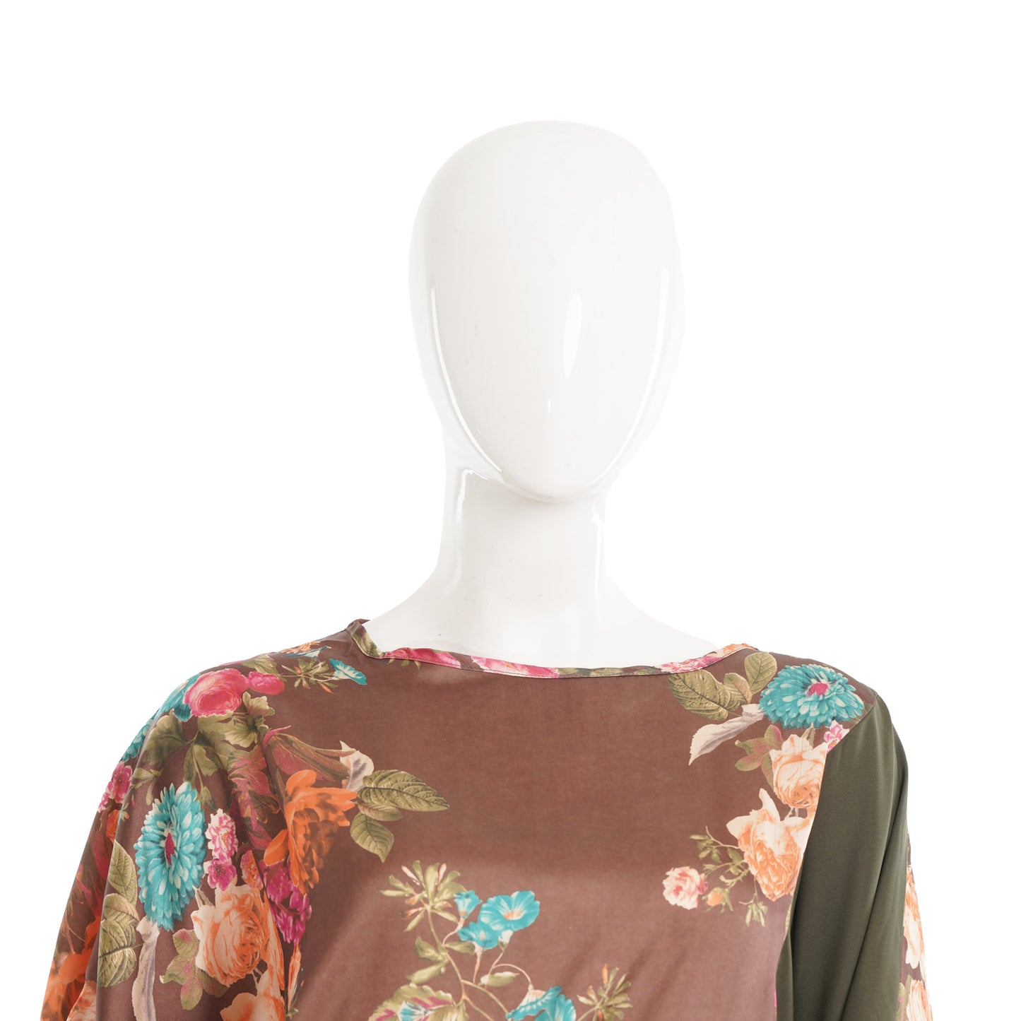 Women Olive Floral Print Boxy Top