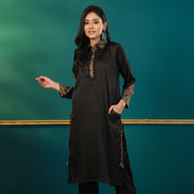 Load image into Gallery viewer, Women Ethnic Black Silk Kurti
