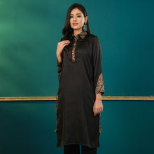 Load image into Gallery viewer, Women Ethnic Black Silk Kurti
