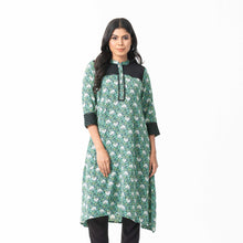 Load image into Gallery viewer, Women Green Pleated Kurti
