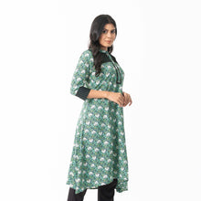 Load image into Gallery viewer, Women Green Pleated Kurti
