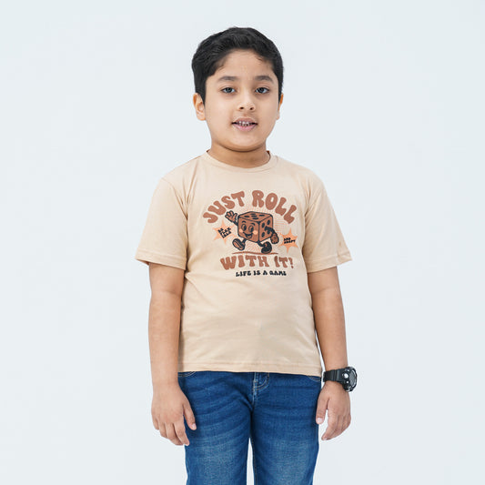Baby Boys T-Shirt=LIGHT BEIGE