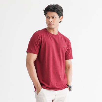 Men's Cotton Maroon T-Shirt