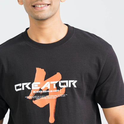 Men's Black Cotton T-Shirt