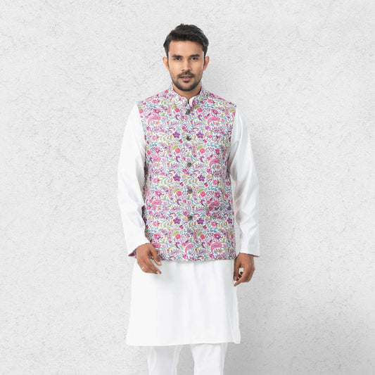 Mens Panjabi Set-Off White