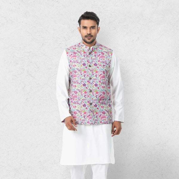 MENS PANJABI SET-OFF WHITE