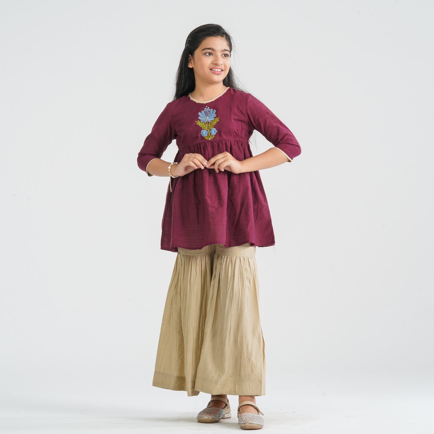 Girl's Maroon Two Piece Set