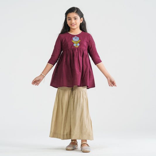 Girl's Maroon Two Piece Set