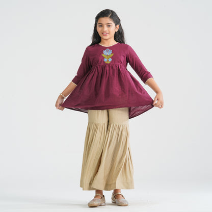 Girl's Maroon Two Piece Set