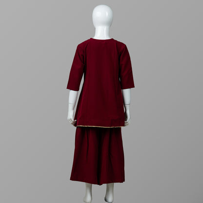 Girls Maroon Two Piece Set