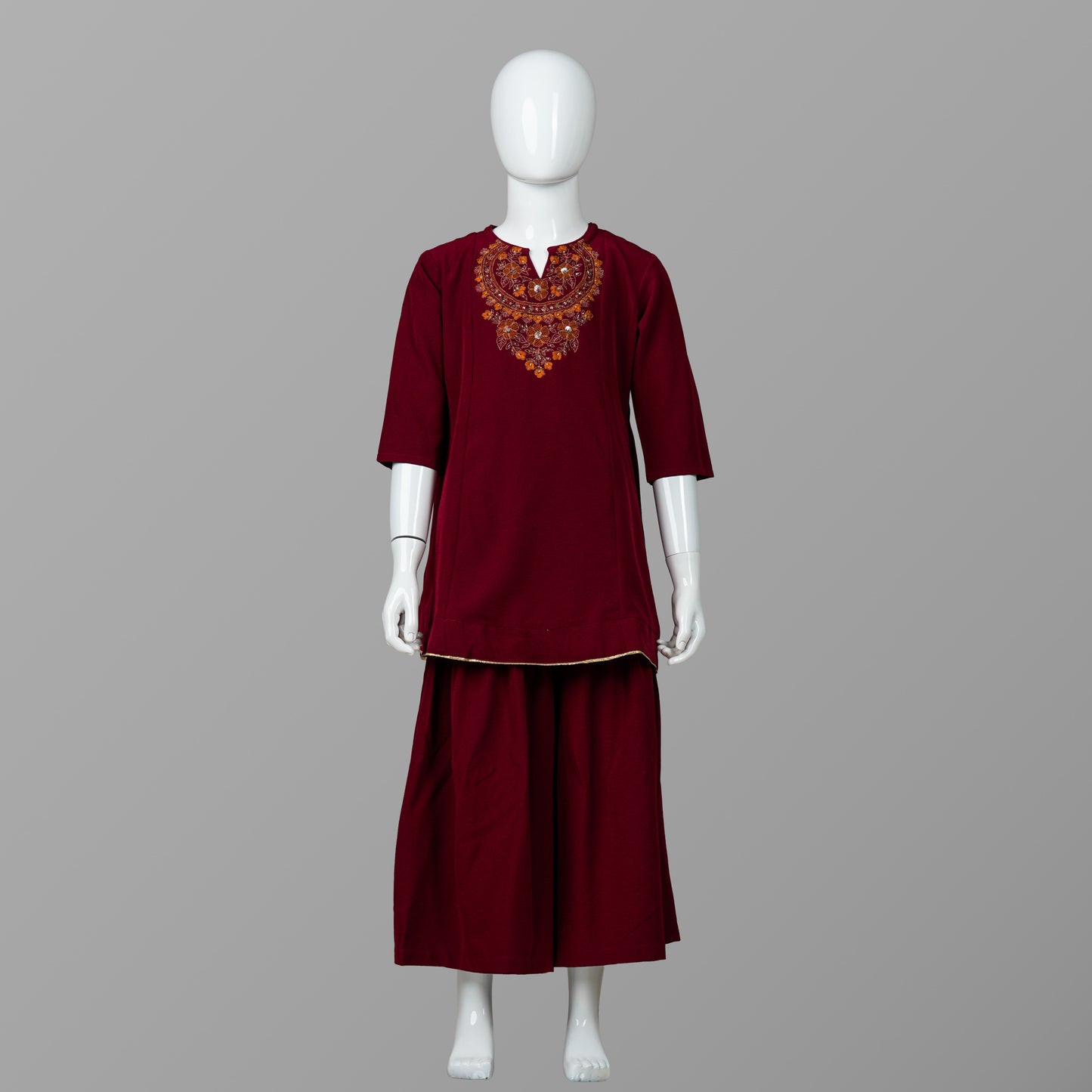 Girls Maroon Two Piece Set