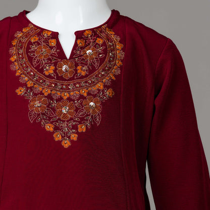 Girls Maroon Two Piece Set