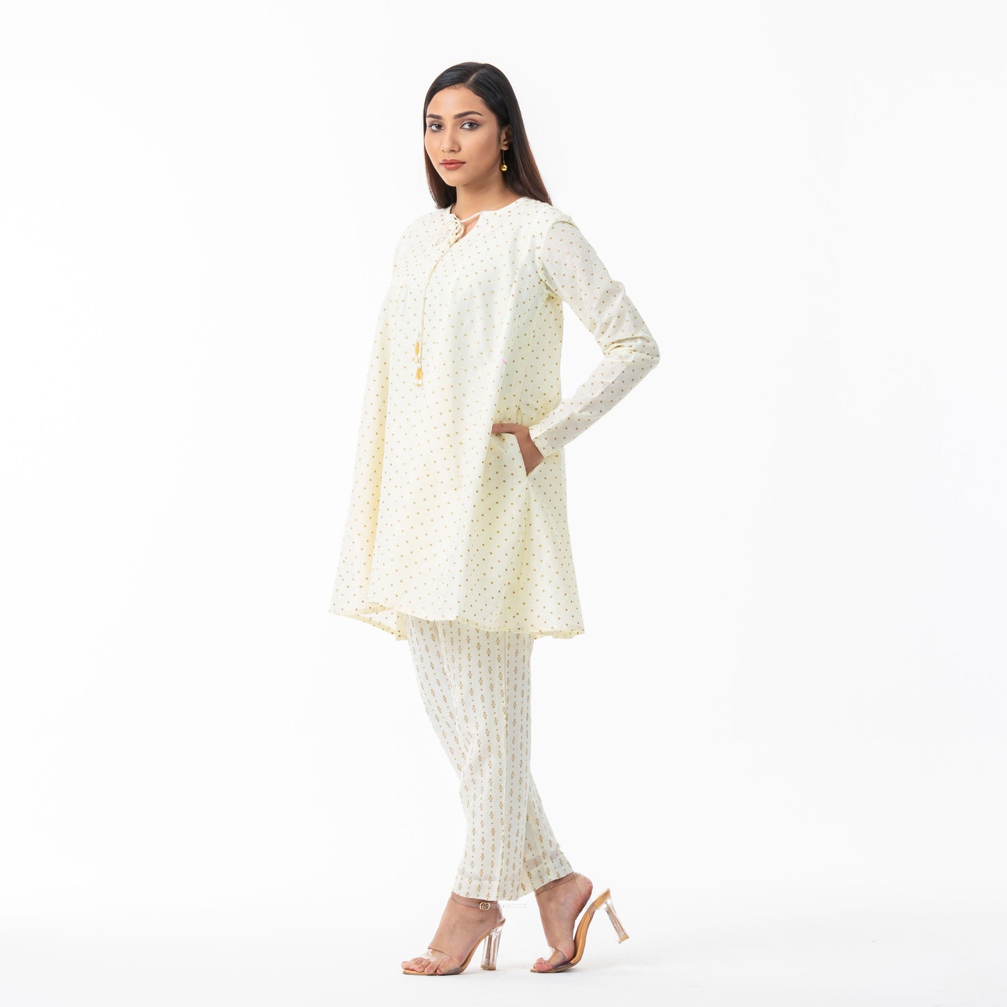 Womens Off-White Ethnic 2-Piece