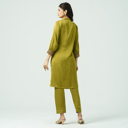 Women’s Mixed Silk Embroidered Two-Piece Set