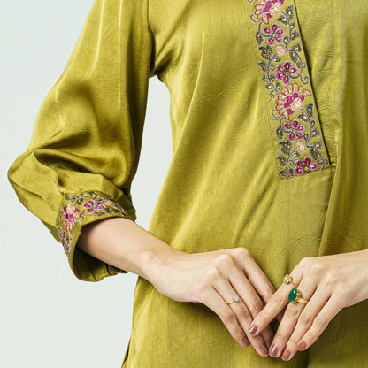 Women’s Mixed Silk Embroidered Two-Piece Set