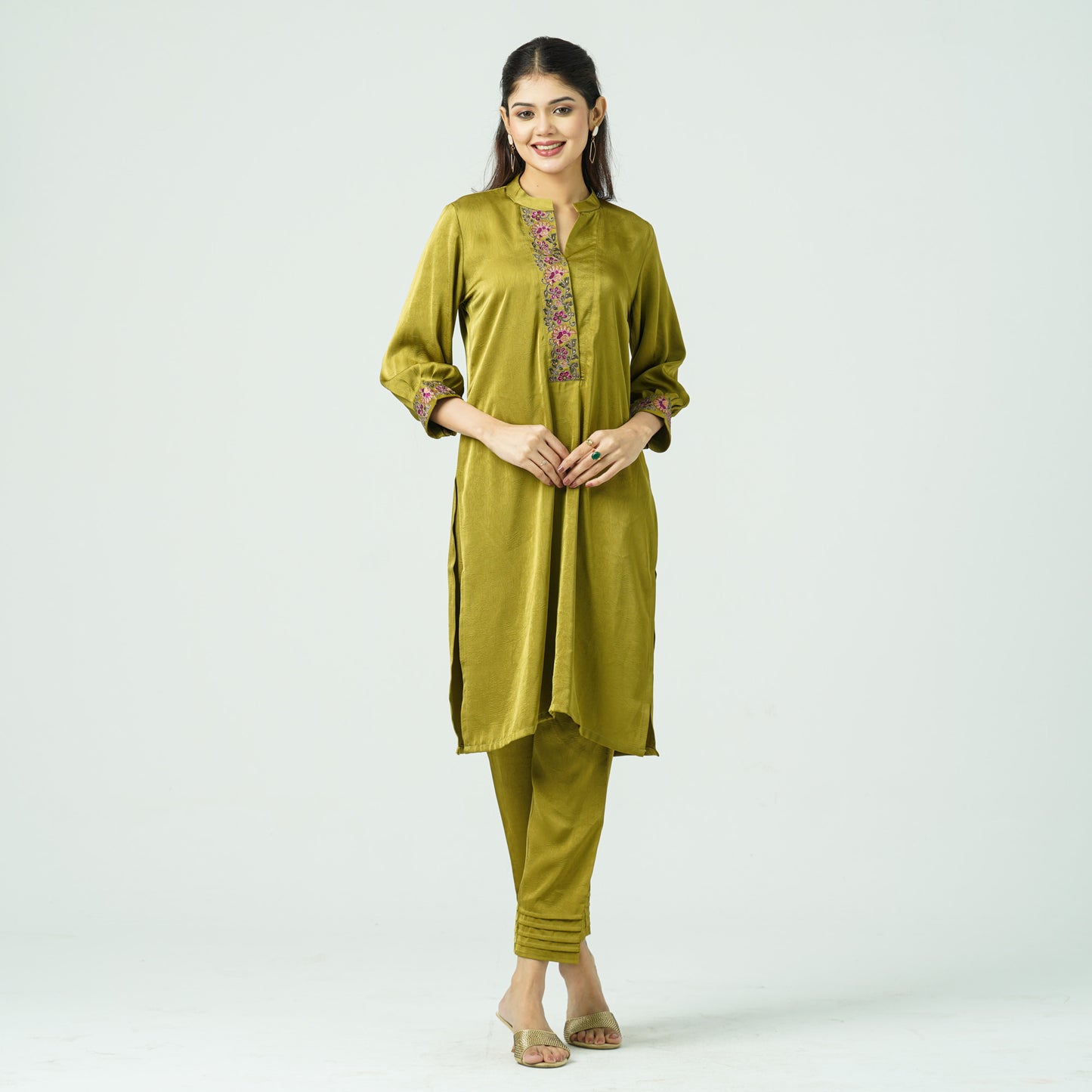 Women’s Mixed Silk Embroidered Two-Piece Set