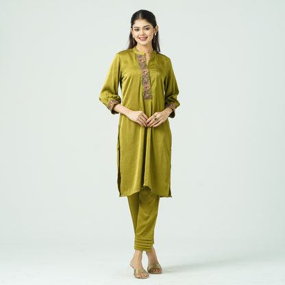 Women’s Mixed Silk Embroidered Two-Piece Set