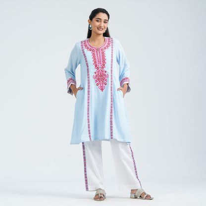 Women's Blue Cotton Two Piece Set