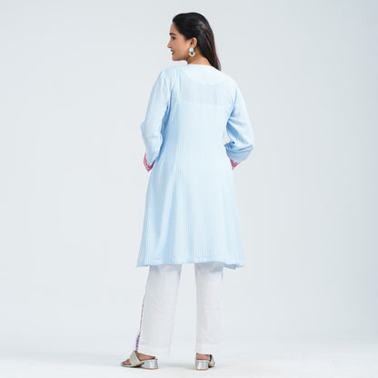 Women's Blue Cotton Two Piece Set