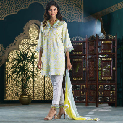 Women Pastel Yellow Three-Piece