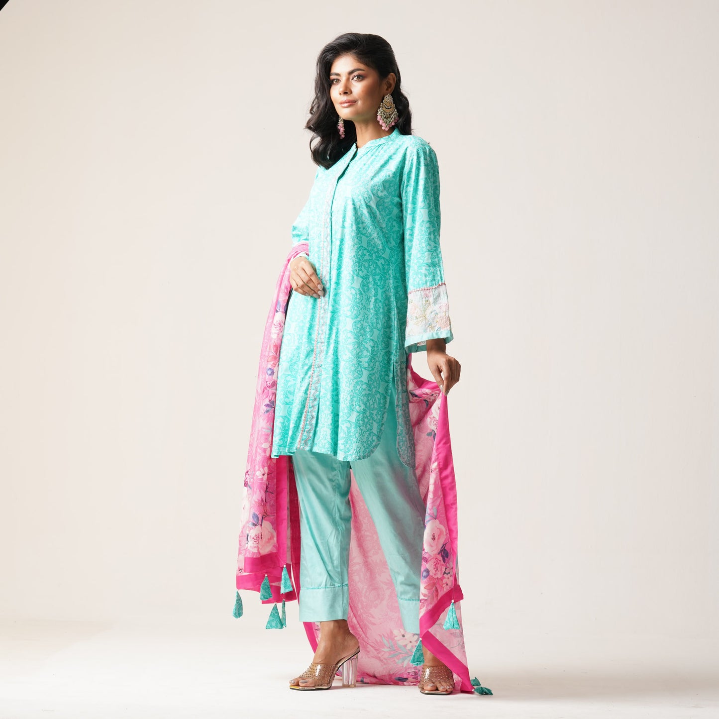 Womens Ethnic 3Pcs-Aqua