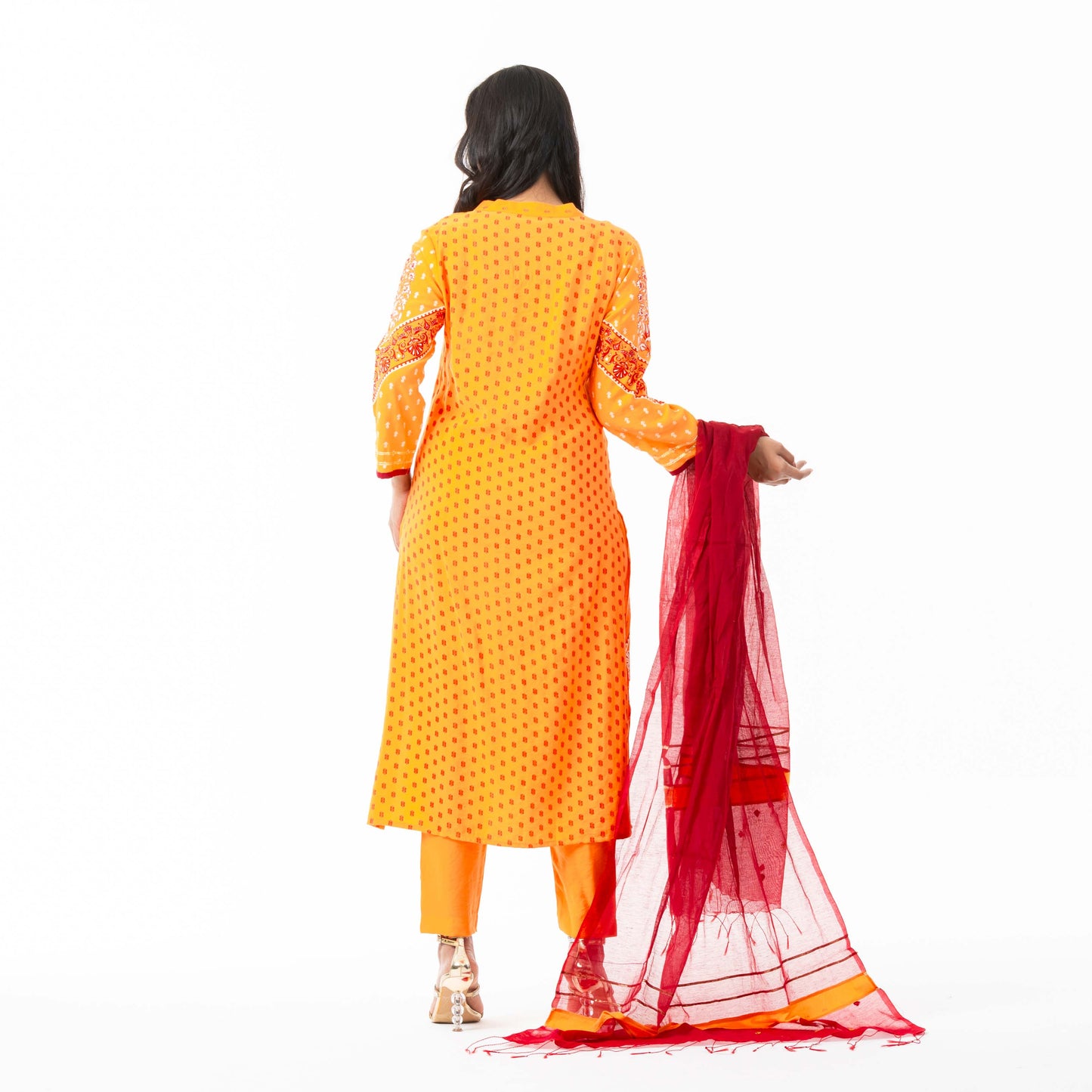 Womens Ethnic Tangerine 3-Piece Set