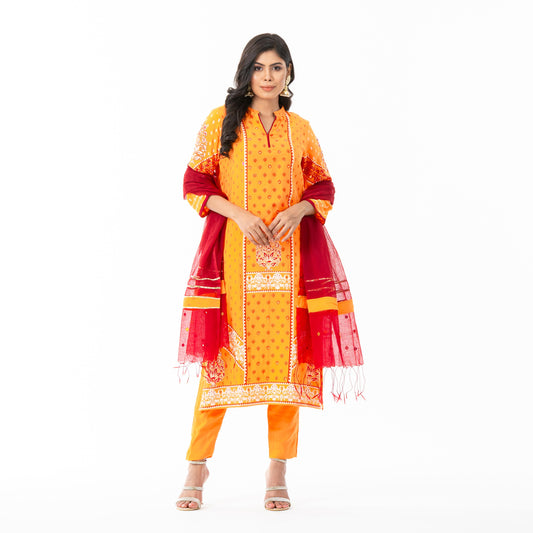 Womens Ethnic Tangerine 3-Piece Set