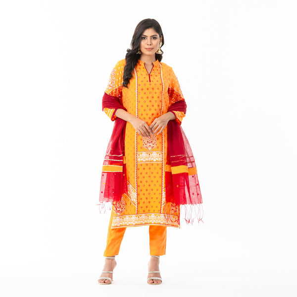 Womens Ethnic Tangerine 3-Piece Set