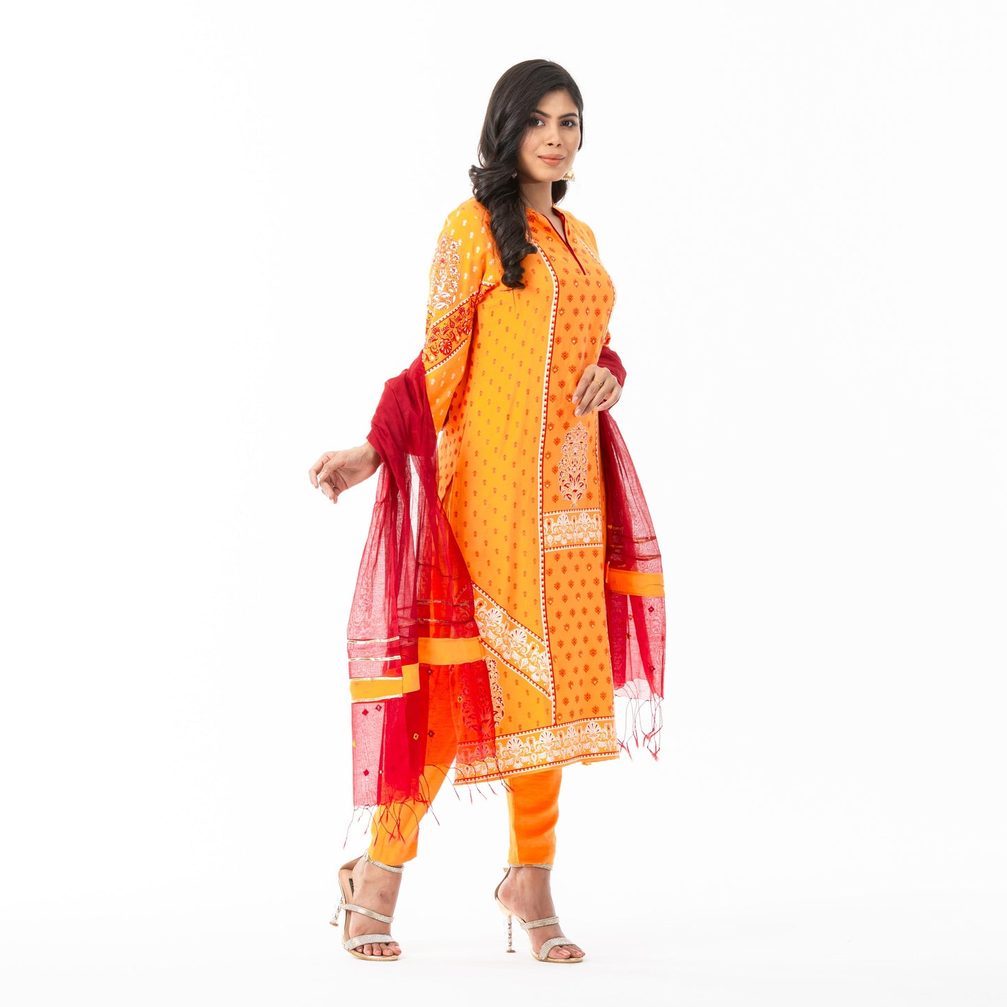 Womens Ethnic Tangerine 3-Piece Set