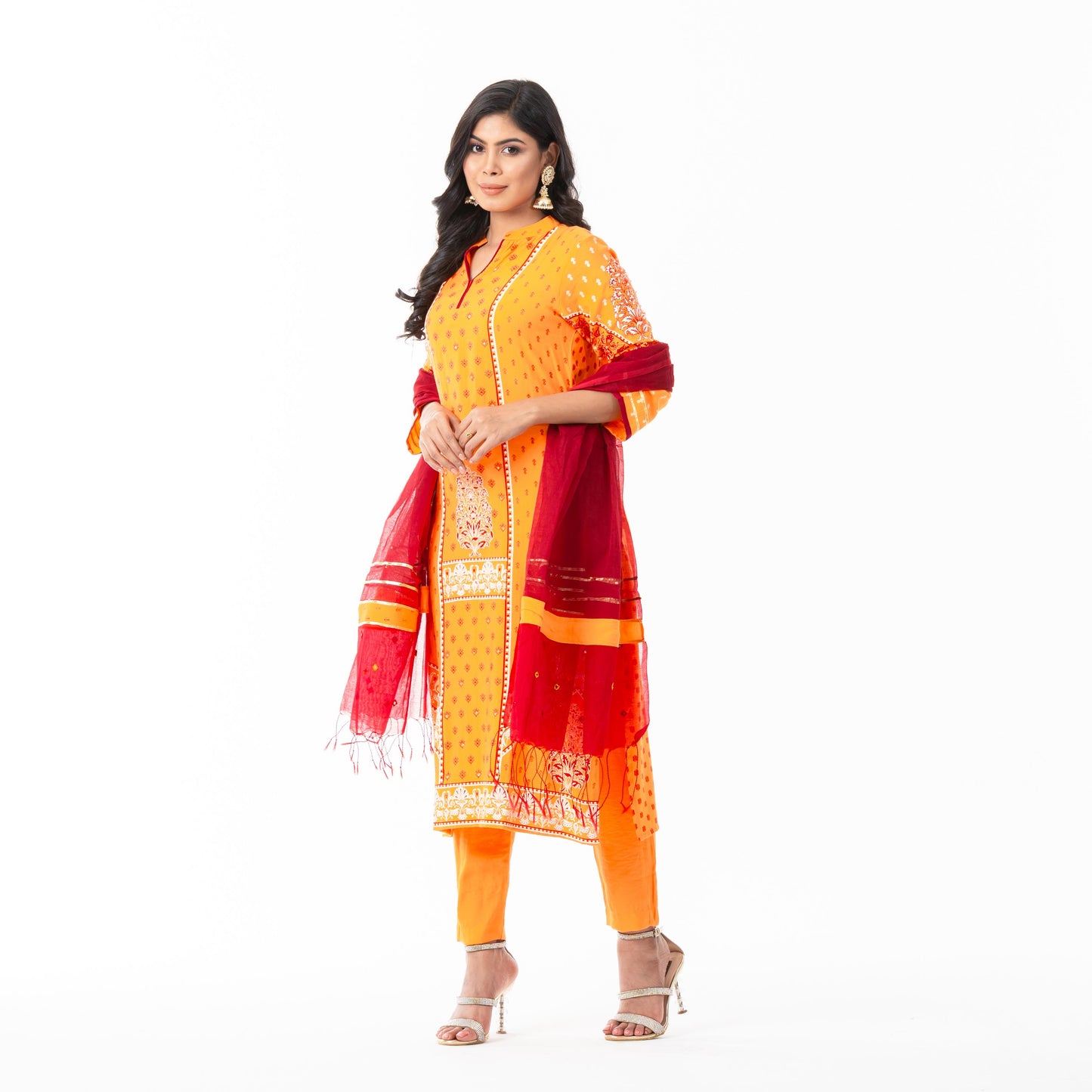 Womens Ethnic Tangerine 3-Piece Set