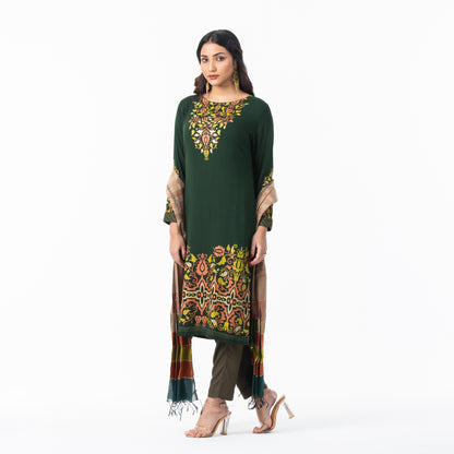 Womens Ethnic Green 3-Piece Set